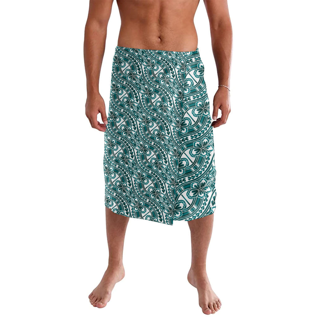 Hibiscus Bloom Island Tribal Waves Lavalava Teal Polynesian Pattern LT01 Teal - Polynesian Pride
