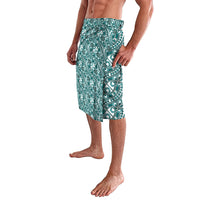 Hibiscus Bloom Island Tribal Waves Lavalava Teal Polynesian Pattern LT01 - Polynesian Pride