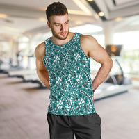 Hibiscus Bloom Island Tribal Waves Men Tank Top Teal Polynesian Pattern LT01 Teal - Polynesian Pride