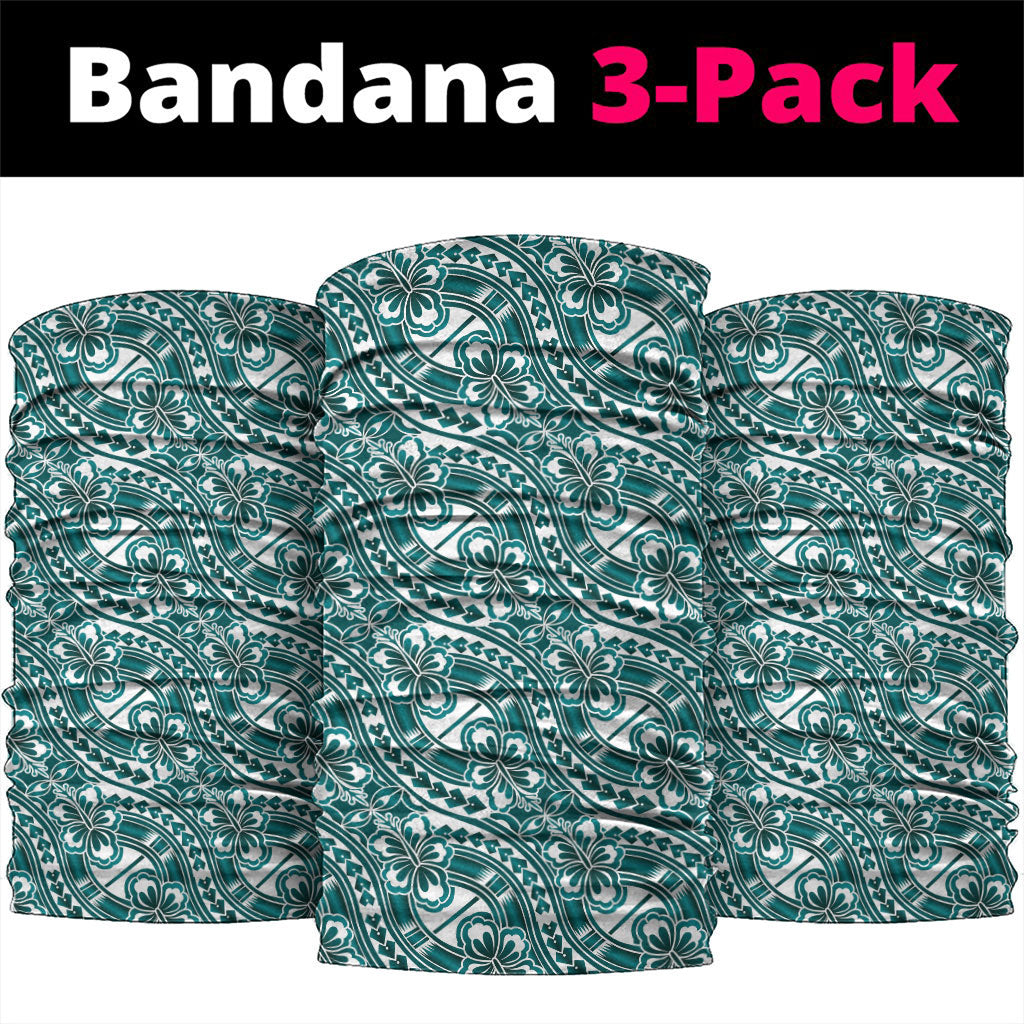 Hibiscus Bloom Island Tribal Waves Neck Gaiter Teal Polynesian Pattern LT01 package One Size: 25*50cm Teal - Polynesian Pride