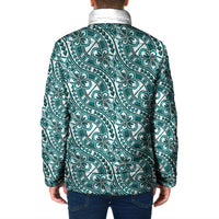 Hibiscus Bloom Island Tribal Waves Padded Jacket Teal Polynesian Pattern LT01 - Polynesian Pride