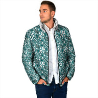 Hibiscus Bloom Island Tribal Waves Padded Jacket Teal Polynesian Pattern LT01 - Polynesian Pride