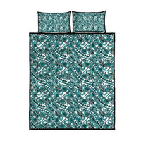 Hibiscus Bloom Island Tribal Waves Quilt Bed Set Teal Polynesian Pattern LT01 - Polynesian Pride