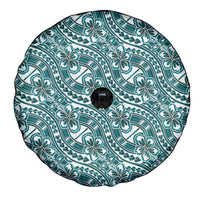 Hibiscus Bloom Island Tribal Waves Spare Tire Cover Teal Polynesian Pattern LT01 - Polynesian Pride