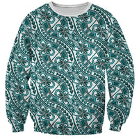 Hibiscus Bloom Island Tribal Waves Sweatshirt Teal Polynesian Pattern LT01 Unisex Teal - Polynesian Pride