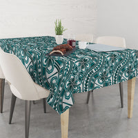 Hibiscus Bloom Island Tribal Waves Tablecloth Teal Polynesian Pattern LT01 - Polynesian Pride