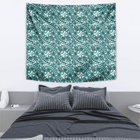 Hibiscus Bloom Island Tribal Waves Tapestry Teal Polynesian Pattern LT01 - Polynesian Pride
