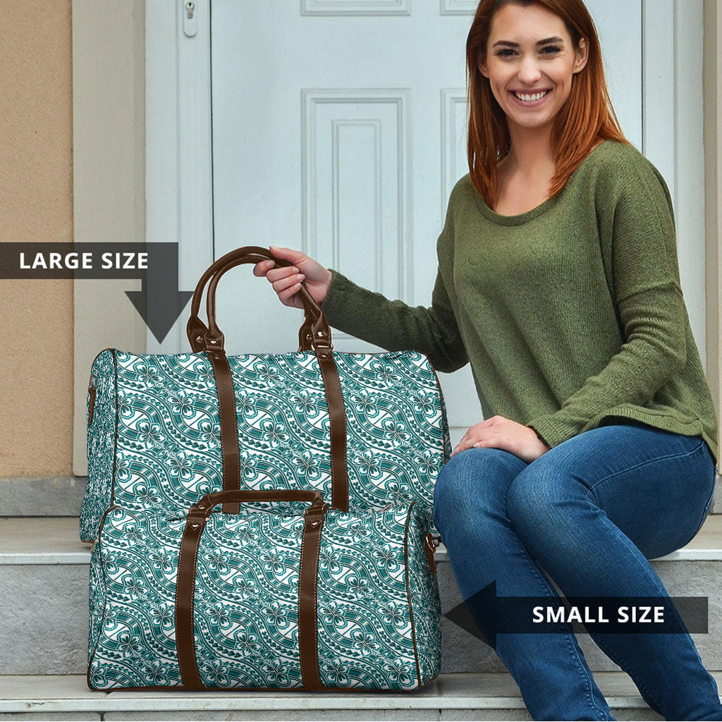 Hibiscus Bloom Island Tribal Waves Travel Bag Teal Polynesian Pattern LT01 - Polynesian Pride