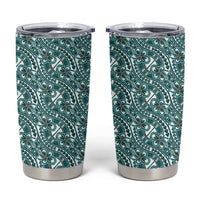Hibiscus Bloom Island Tribal Waves Tumbler Cup Teal Polynesian Pattern LT01 Teal - Polynesian Pride