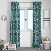 Hibiscus Bloom Island Tribal Waves Window Curtain Teal Polynesian Pattern LT01 - Polynesian Pride