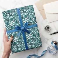 Hibiscus Bloom Island Tribal Waves Wrapping Paper Teal Polynesian Pattern LT01 - Polynesian Pride