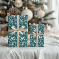 Hibiscus Bloom Island Tribal Waves Wrapping Paper Teal Polynesian Pattern LT01 - Polynesian Pride