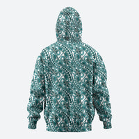 Hibiscus Bloom Island Tribal Waves Zip Hoodie Teal Polynesian Pattern LT01 - Polynesian Pride