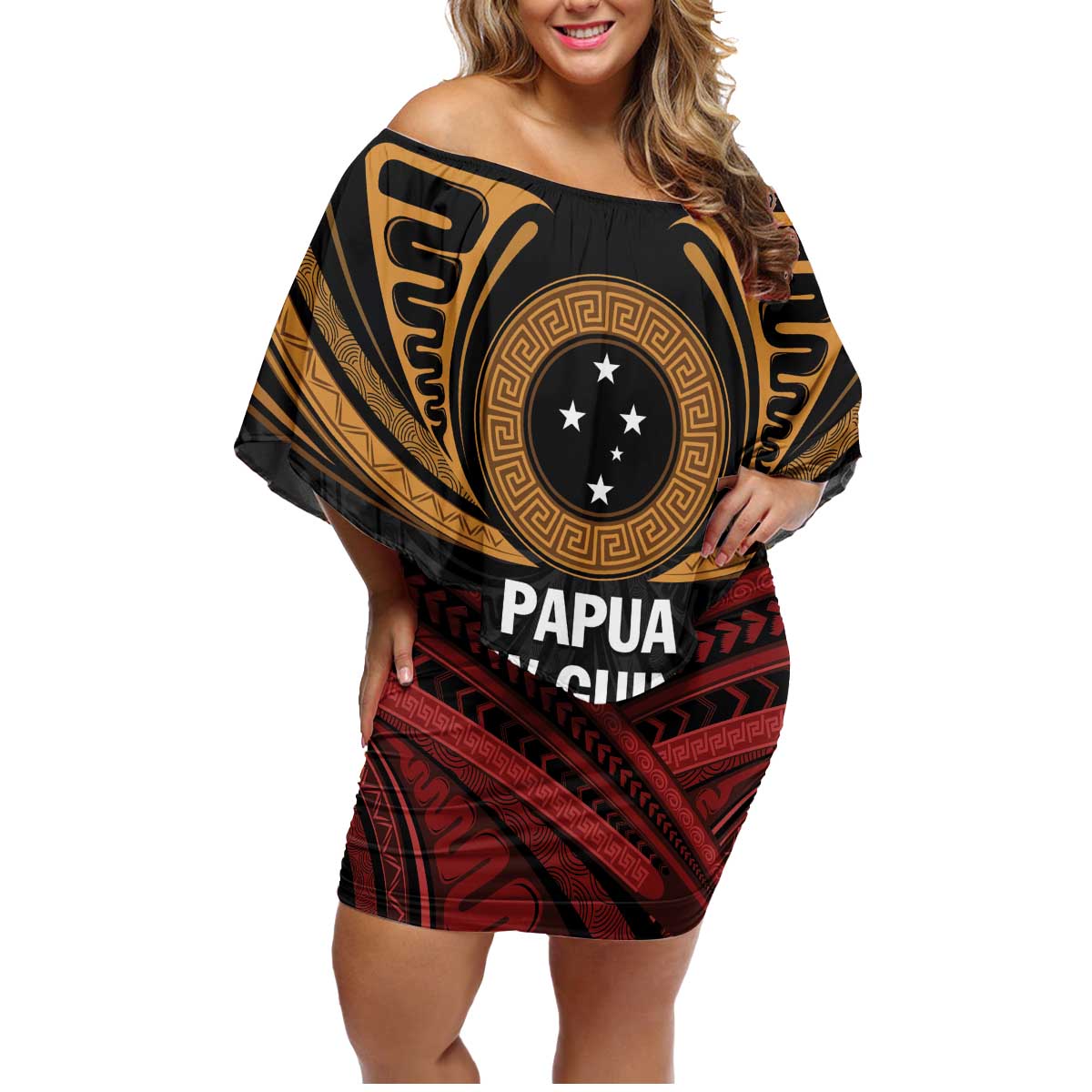 Papua New Guinea Bird of Paradise Family Matching Off Shoulder Short Dress and Hawaiian Shirt 16 September 1975 Independence Day Anniversary