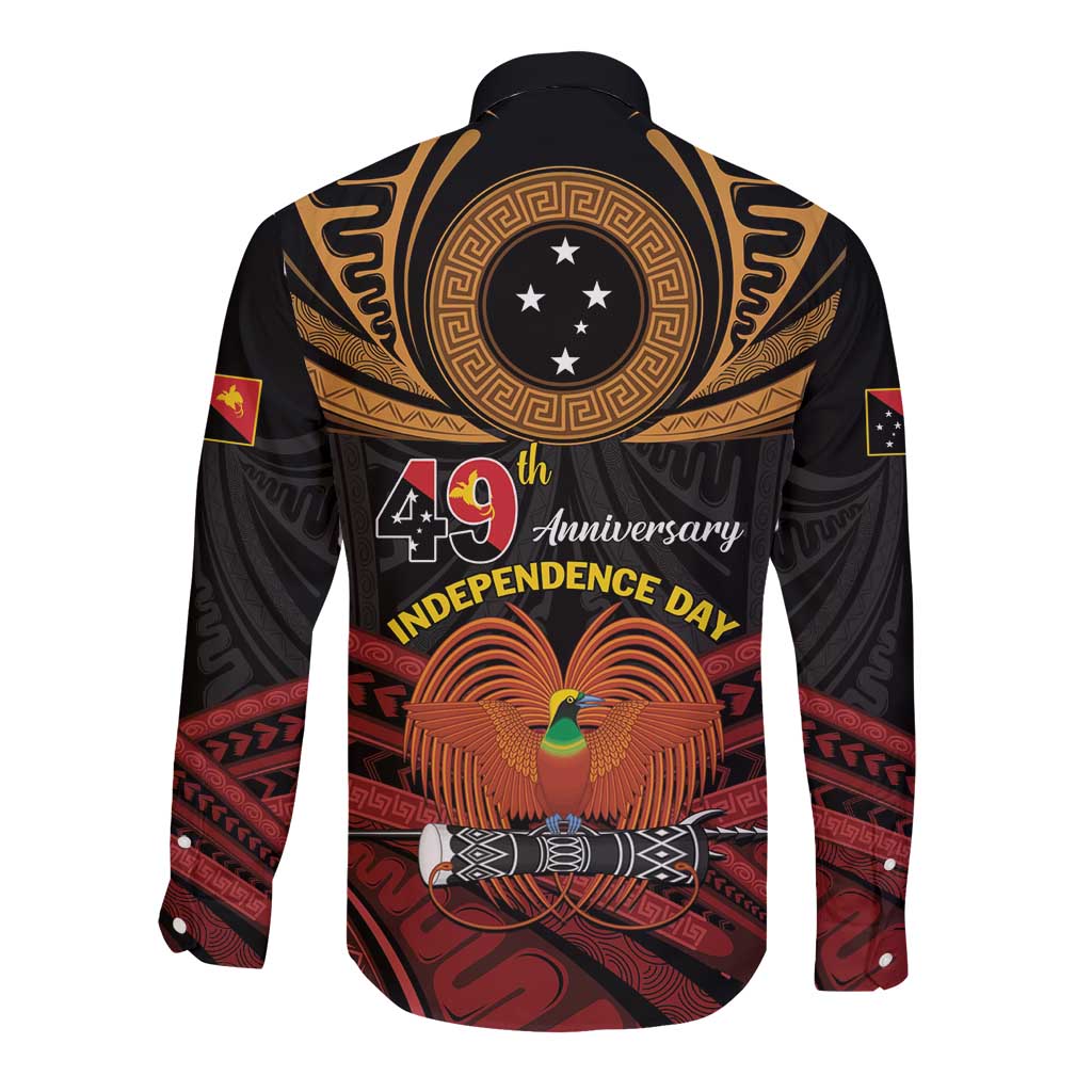 Papua New Guinea Bird of Paradise Long Sleeve Button Shirt 16 September 1975 Independence Day Anniversary