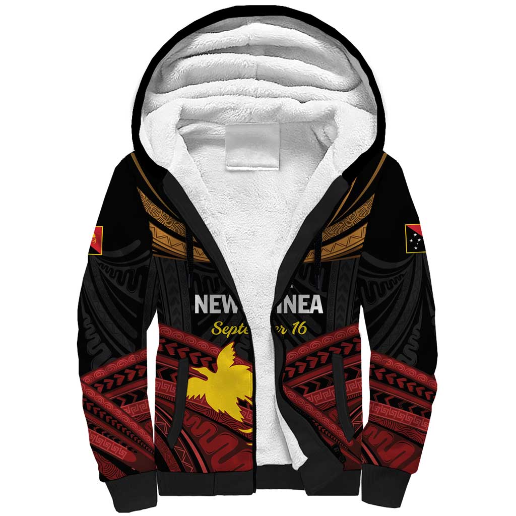Papua New Guinea Bird of Paradise Sherpa Hoodie 16 September 1975 Independence Day Anniversary
