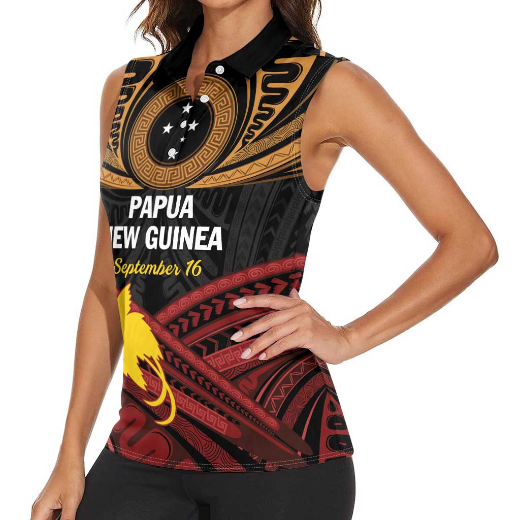 Papua New Guinea Bird of Paradise Women Sleeveless Polo Shirt 16 September 1975 Independence Day Anniversary