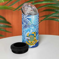 Tuvalu mo te Atua 4 in 1 Can Cooler Tumbler Tuuvalu Dolphin Polynesian Pattern