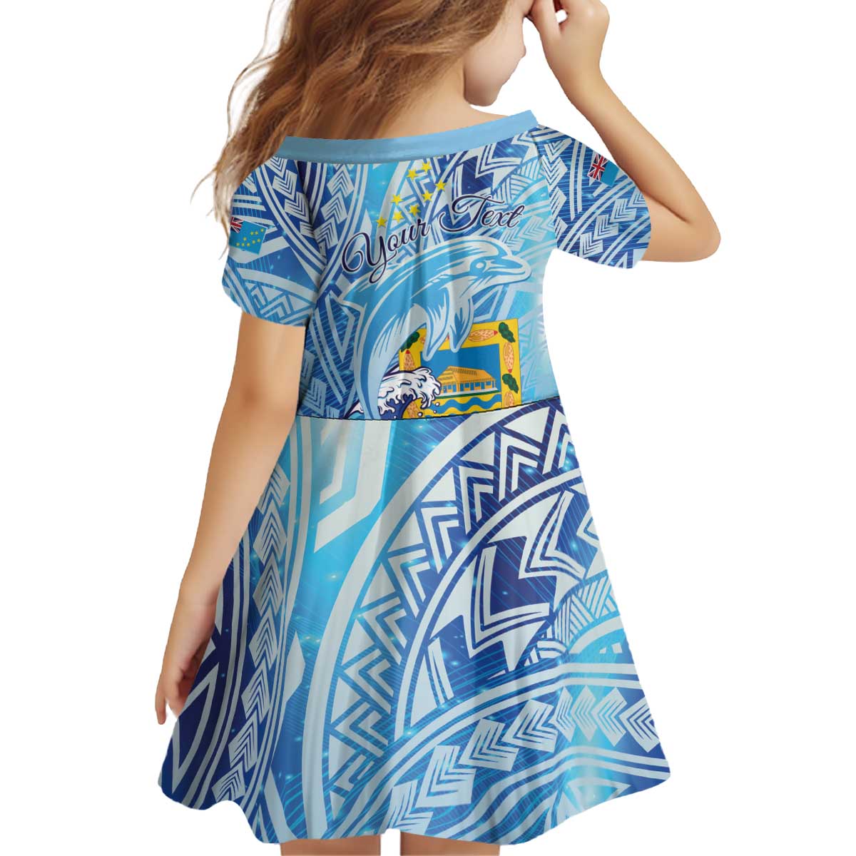 Tuvalu mo te Atua Family Matching Off Shoulder Short Dress and Hawaiian Shirt Tuvalu Dolphin Polynesian Pattern