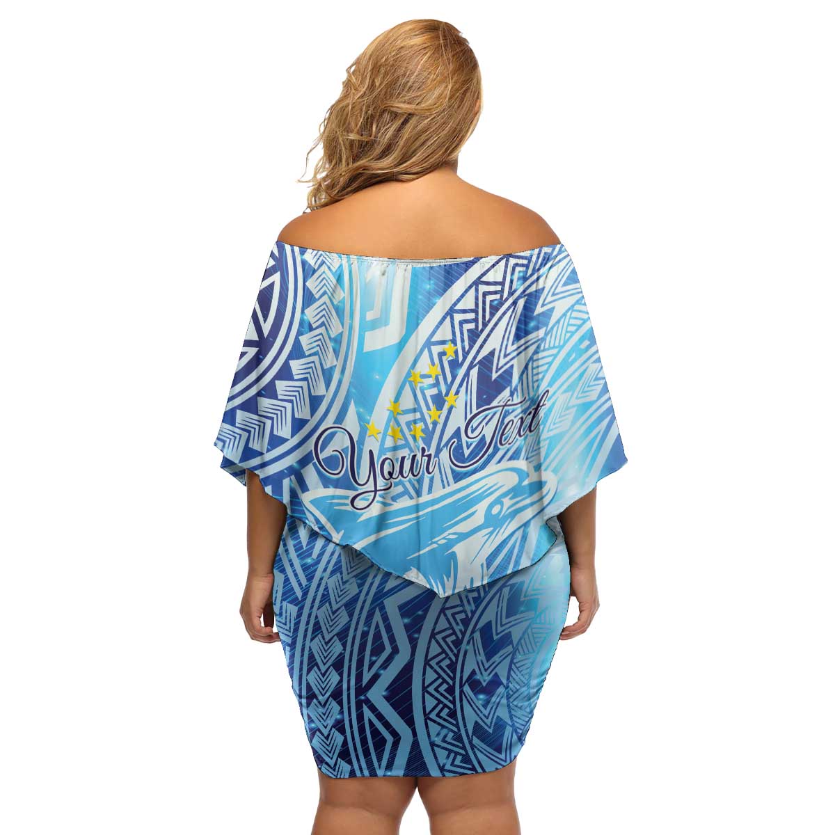 Tuvalu mo te Atua Family Matching Off Shoulder Short Dress and Hawaiian Shirt Tuvalu Dolphin Polynesian Pattern