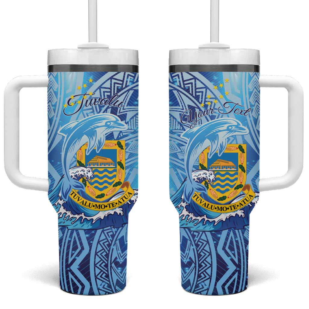 Tuvalu mo te Atua Tumbler With Handle Tuuvalu Dolphin Polynesian Pattern