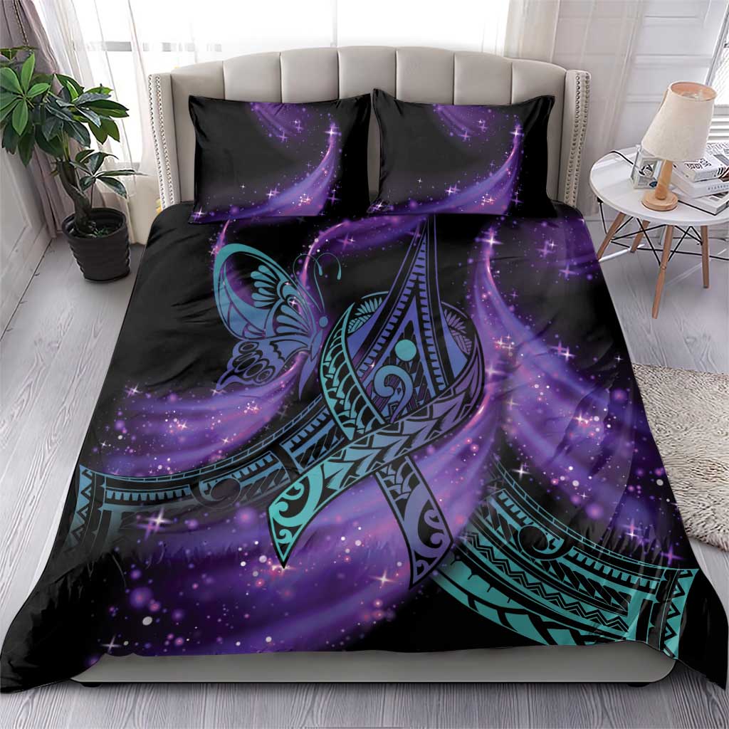 In September We Wear Teal And Purple Bedding Set Magic Ribbon Semicolon LT01 - Polynesian Pride