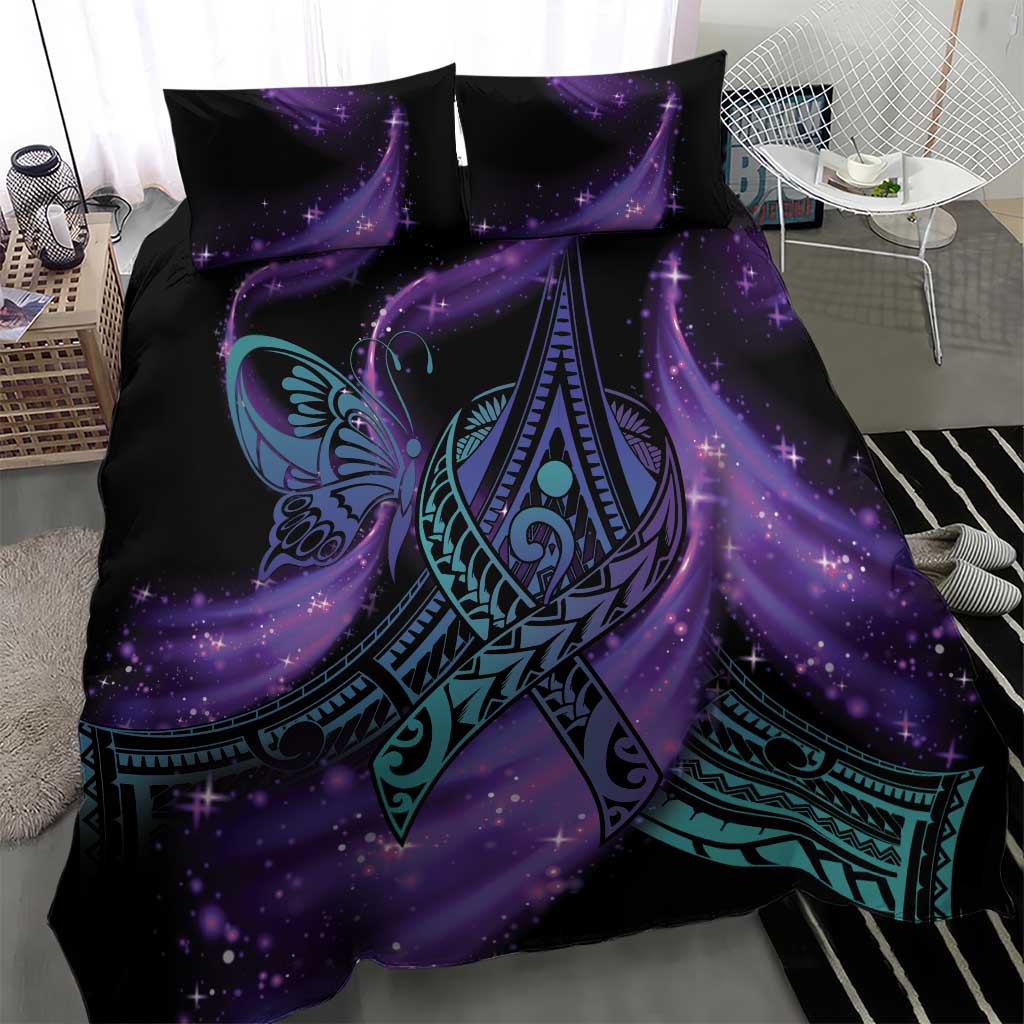 In September We Wear Teal And Purple Bedding Set Magic Ribbon Semicolon LT01 - Polynesian Pride