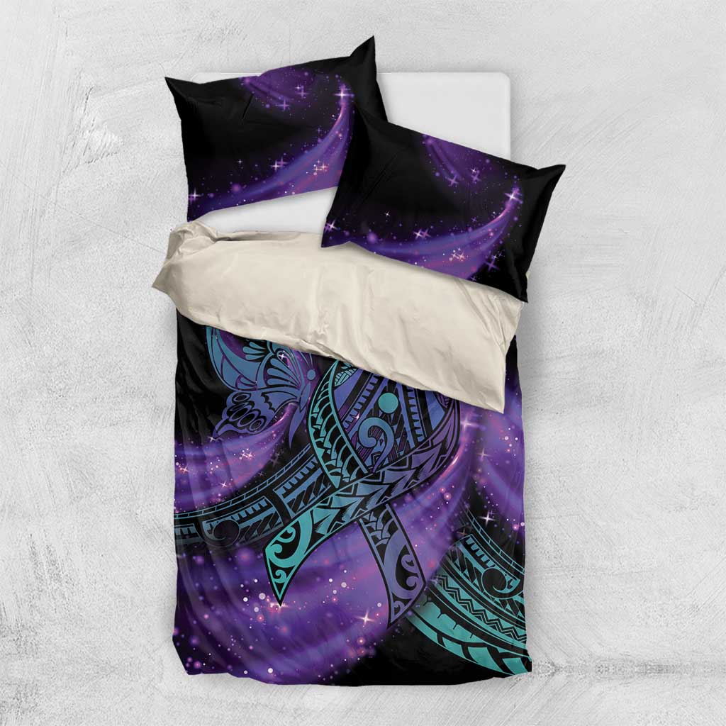 In September We Wear Teal And Purple Bedding Set Magic Ribbon Semicolon LT01 US Twin 172cm x 218cm Purple - Polynesian Pride