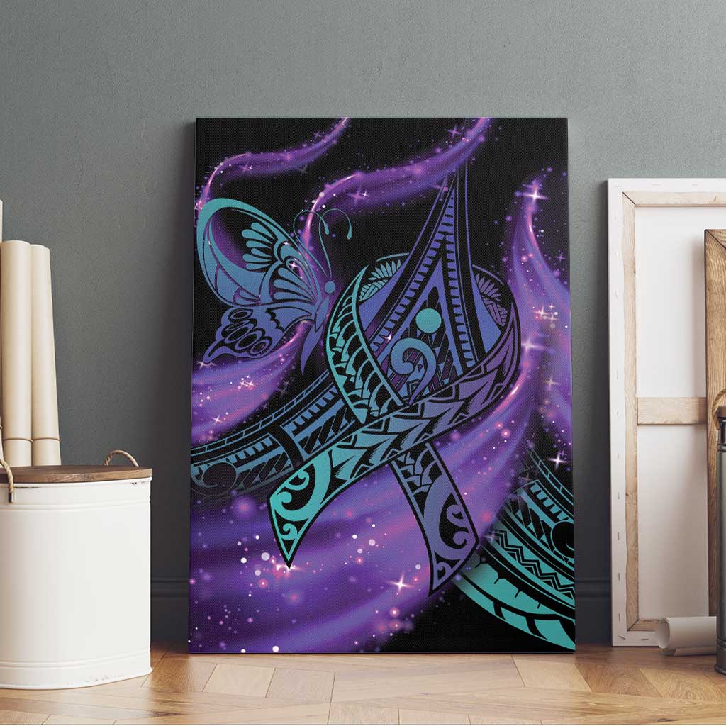 In September We Wear Teal And Purple Canvas Wall Art Magic Ribbon Semicolon