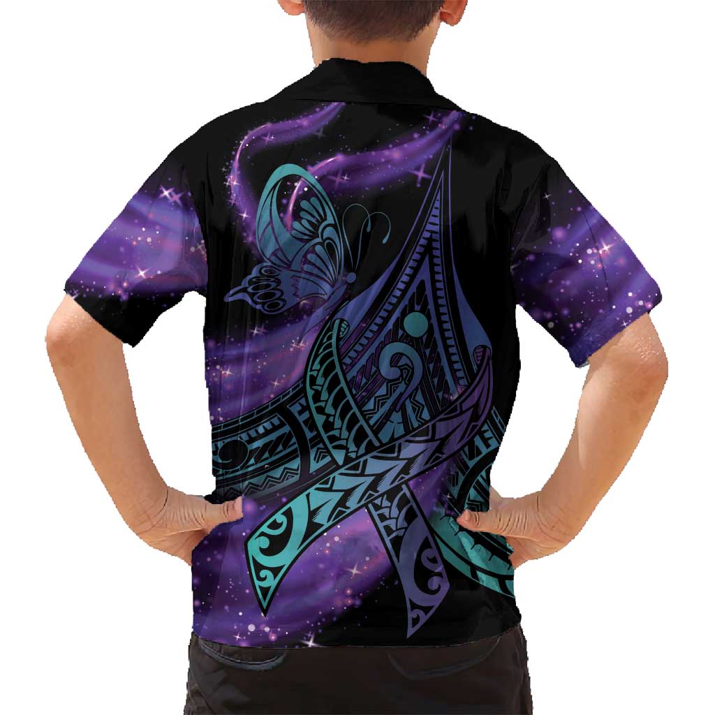 In September We Wear Teal And Purple Family Matching Long Sleeve Bodycon Dress and Hawaiian Shirt Magic Ribbon Semicolon LT01 - Polynesian Pride
