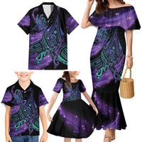 In September We Wear Teal And Purple Family Matching Mermaid Dress and Hawaiian Shirt Magic Ribbon Semicolon LT01 - Polynesian Pride