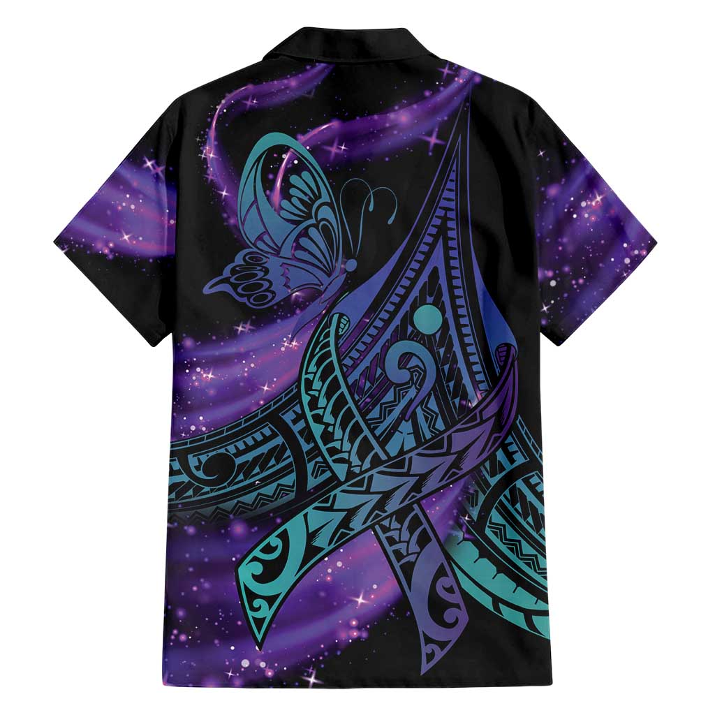 In September We Wear Teal And Purple Family Matching Short Sleeve Bodycon Dress and Hawaiian Shirt Magic Ribbon Semicolon LT01 - Polynesian Pride