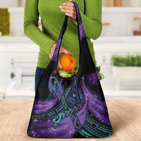 In September We Wear Teal And Purple Grocery Bag Magic Ribbon Semicolon