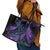 In September We Wear Teal And Purple Leather Tote Bag Magic Ribbon Semicolon