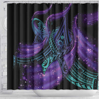 In September We Wear Teal And Purple Shower Curtain Magic Ribbon Semicolon