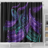 In September We Wear Teal And Purple Shower Curtain Magic Ribbon Semicolon