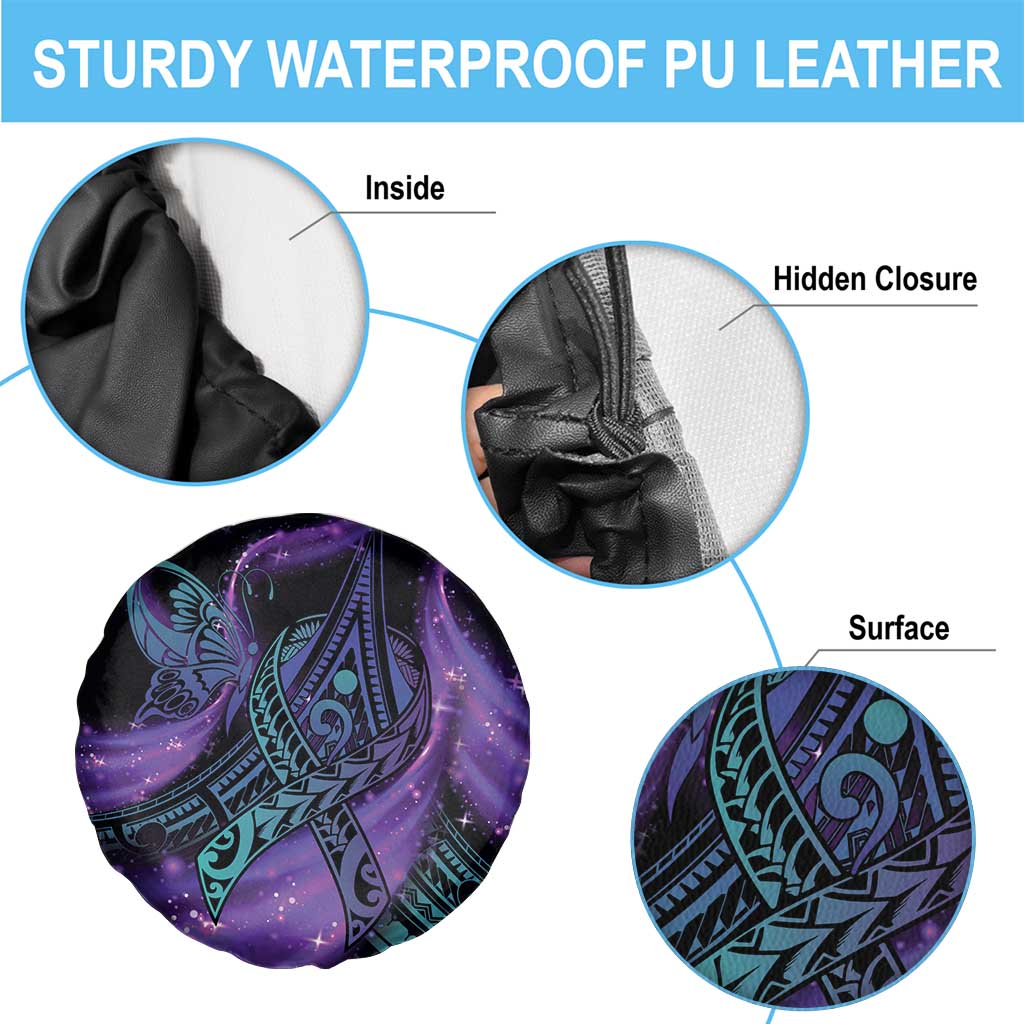 In September We Wear Teal And Purple Spare Tire Cover Magic Ribbon Semicolon