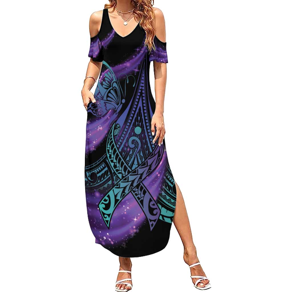 In September We Wear Teal And Purple Summer Maxi Dress Magic Ribbon Semicolon