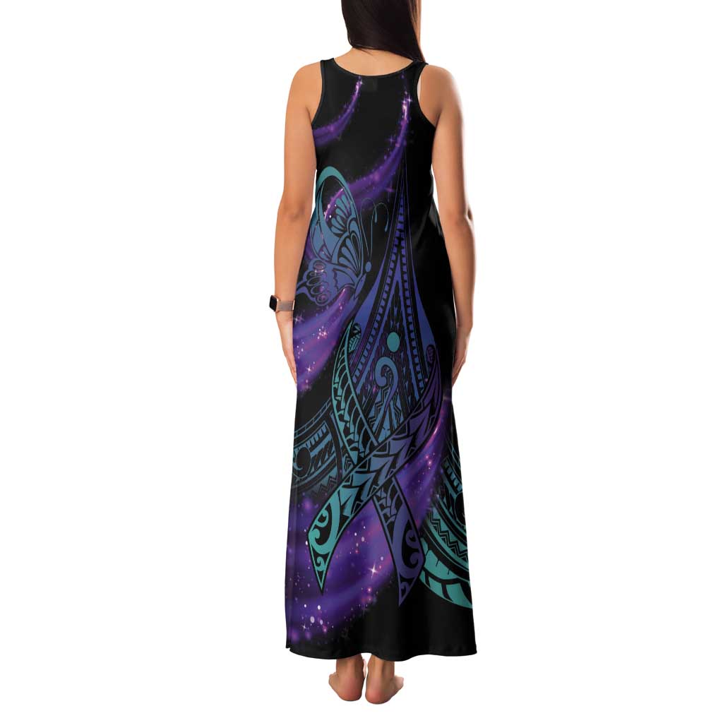 In September We Wear Teal And Purple Tank Maxi Dress Magic Ribbon Semicolon