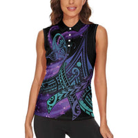 In September We Wear Teal And Purple Women Sleeveless Polo Shirt Magic Ribbon Semicolon