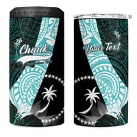 Chuuk Constitution Day 4 in 1 Can Cooler Tumbler Hibiscus Turquoise Pattern