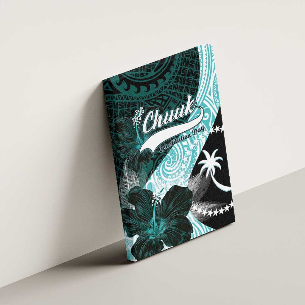 Chuuk Constitution Day Canvas Wall Art Hibiscus Turquoise Pattern