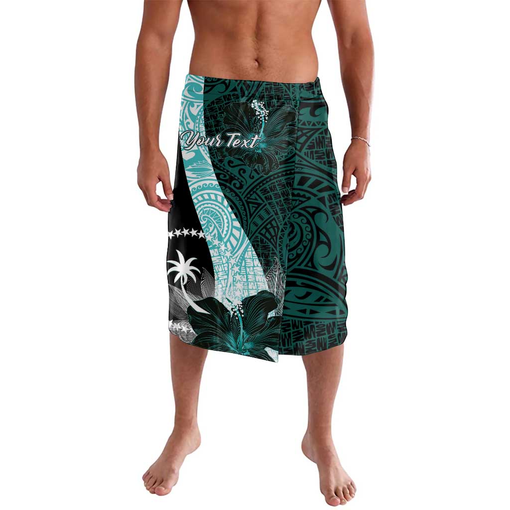 Chuuk Constitution Day Lavalava Hibiscus Turquoise Pattern