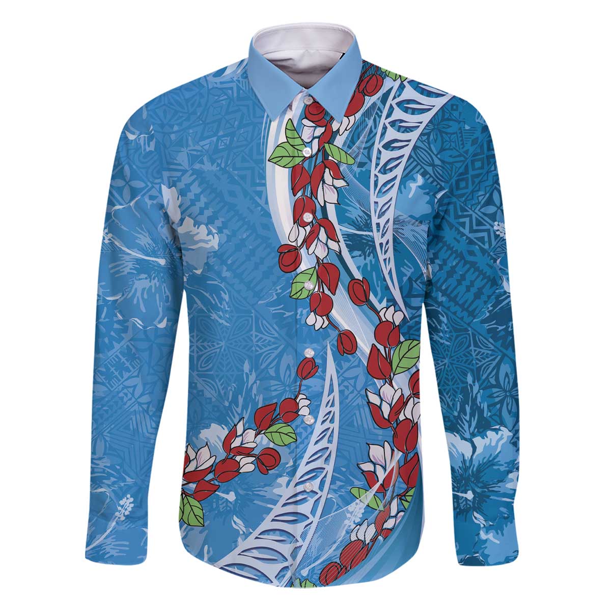 Fiji Tagimaucia Floral Family Matching Puletasi and Hawaiian Shirt Tapa Pattern