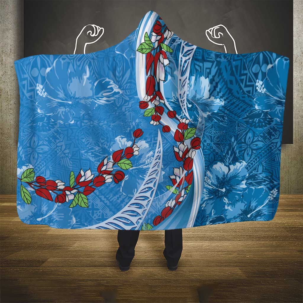 Fiji Tagimaucia Floral Hooded Blanket Tapa Pattern