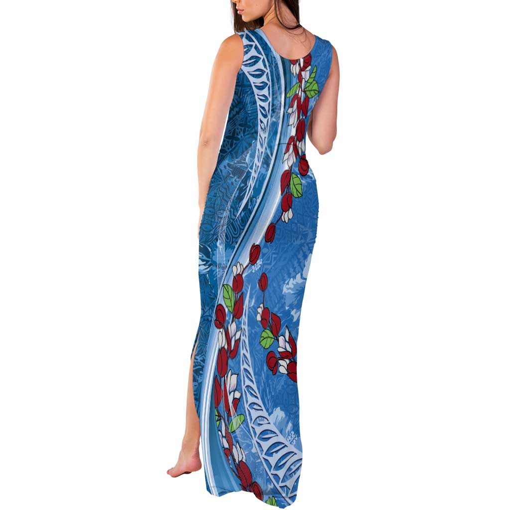 Fiji Tagimaucia Floral Tank Maxi Dress Tapa Pattern