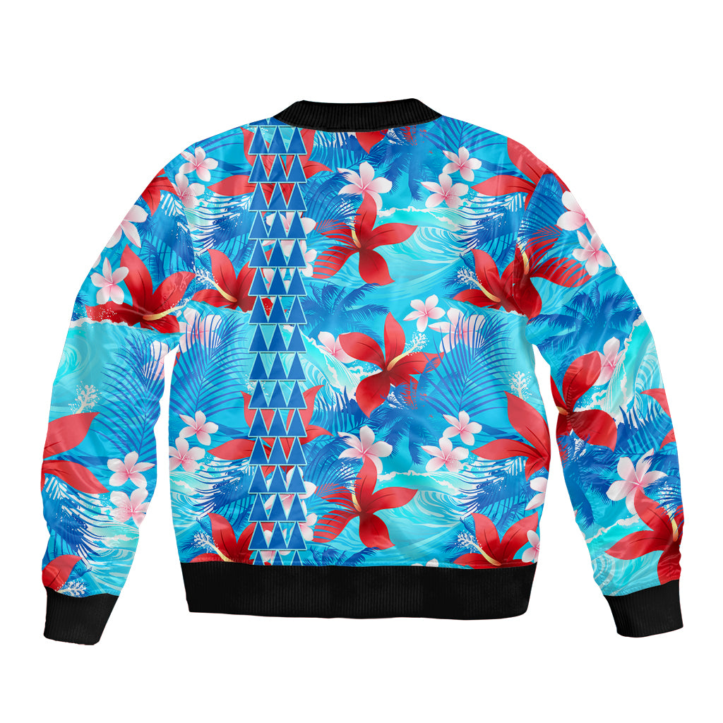 Hawaii Christmas Bomber Jacket Santa Claus Surfing Kakau Tropical Style LT01 - Polynesian Pride