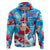 Hawaii Christmas Hoodie Santa Claus Surfing Kakau Tropical Style LT01 Zip Hoodie Blue - Polynesian Pride