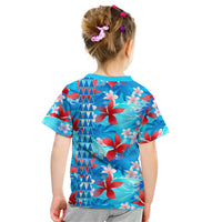 Hawaii Christmas Kid T Shirt Santa Claus Surfing Kakau Tropical Style LT01 - Polynesian Pride