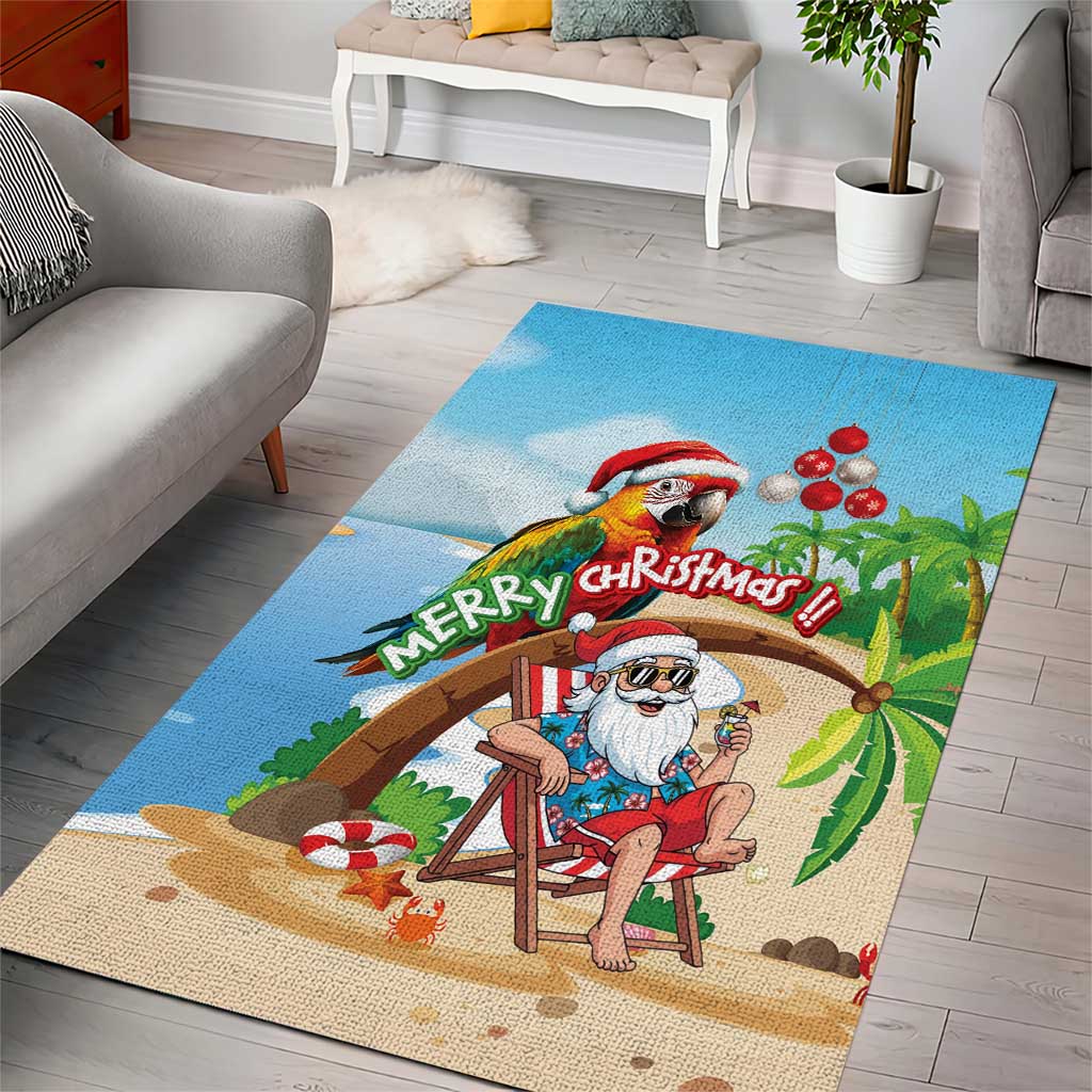 Hawaii Santa Parrot Christmas Area Rug Summer Vibe - Polynesian Pride